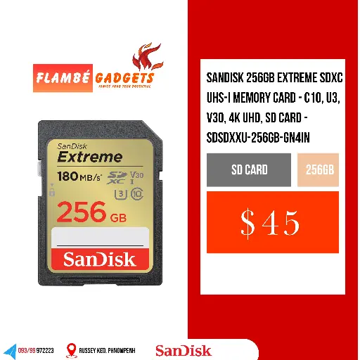 [SD-0018] SanDisk Extreme SDXC UHS-I 256GB 